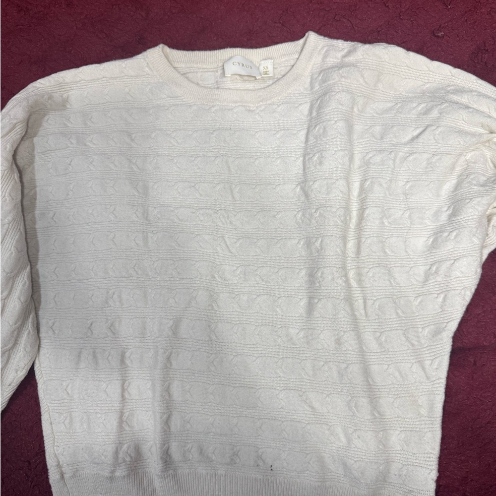 Cyrus White Crewneck Sweater Classic Knit